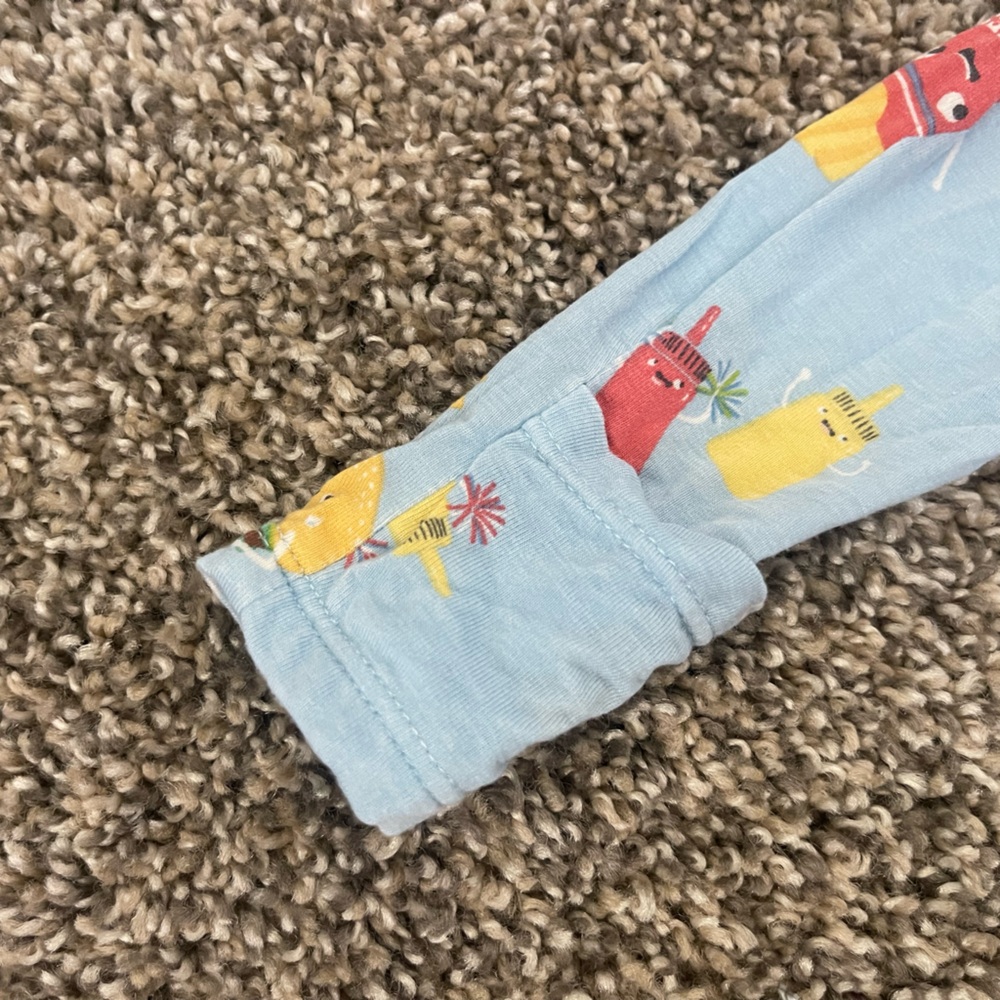Angel Dear Hamburger & Fries Ketchup Mustard Bamboo Pajamas Size 0-3 Months - Picture 5 of 5